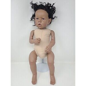 Reborn Baby Girl Doll African American Curly Hair 22"